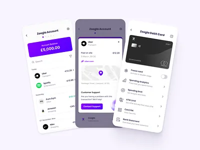 Zoogla – Banking App Detail View 📱✨ app design application branding clean ui design fintory interface modules ui ux