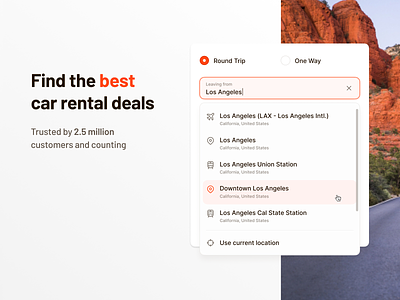 🚙🌎 Car Rental Homepage and Search Bar clean ui design desktop fintory inputs interface landing page search bar ui ux