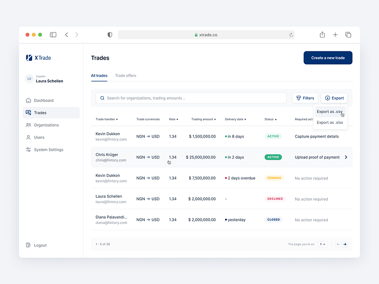 🏦 Trades Overview List by Diana Palavandishvili for Fintory on Dribbble