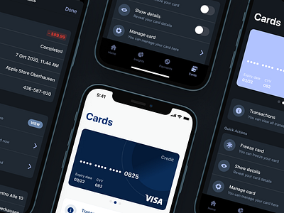 Finance App Cards Overview 💳 clean ui dark mode design fintory interface light mode ui ux