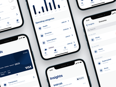 Spending insights and analytics 💸 app clean ui design finance fintory interface ios modules ui ux