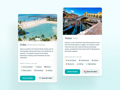 Travel and vacation advisor 🏝 branding cards clean ui design desktop fintory interface travel ui ux vacation
