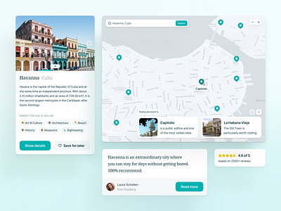 🏝 Travel and Vacation Components clean ui components design desktop fintory interface map ratings testimonial travel ui ux vacation
