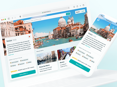 ⚓️ Travel Homepage Exploration branding clean ui design desktop fintory homepage interface landing page logo mobile product detail ui ux website