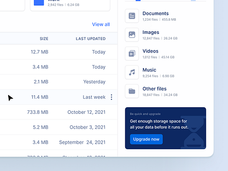 Cloud Storage Dashboard 📂 by Diana Palavandishvili for Fintory on Dribbble