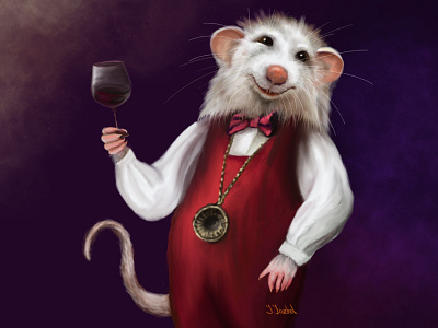 Le Sommelier 🍷 art character character design christmas digital art drink illustration new year procreate raster rat sommelier