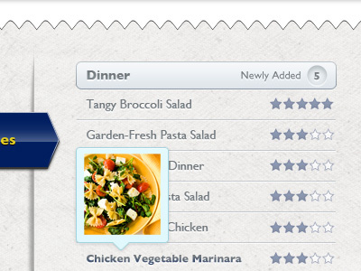 List blue design food menu navigation ui
