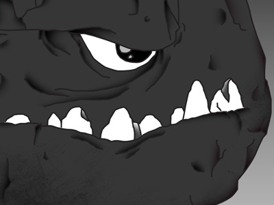 Rock Monster bw cartoon character concept design illustrator photoshop