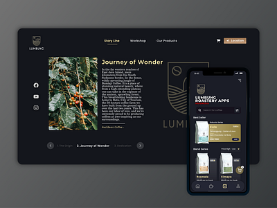 Lumbung - Coffee Store Web & Apps Concept (Dark Mode) app app concept coffee coffeeshop daily ui dailyui dark dark mode dark ui indonesia smooth dark web webdesign website concept website design