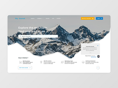 Sky Journal - Homepage Web Design adventure dailyui design explore indonesia interface journal mountain sky web website concept white
