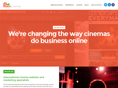 Peach Cinemas banner cinema flat lead gen website