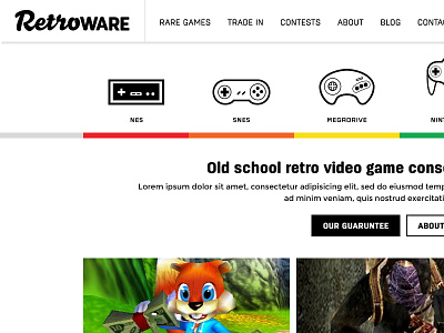 Retroware Category Menu multicoloured old rainbow retroware video games