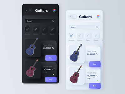 Neumorphism Style - Purchase Guitar App