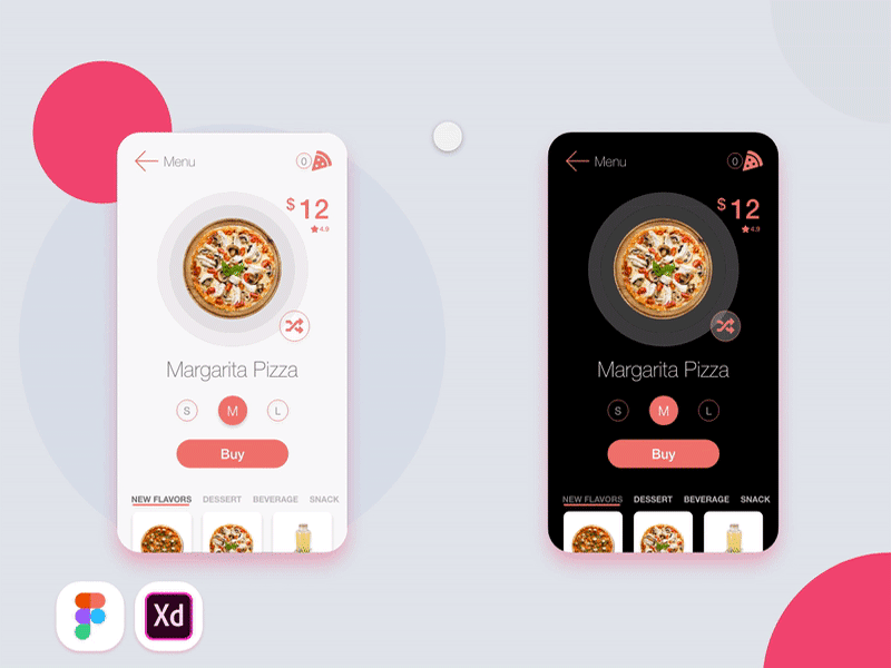 Pizza Order Adobe XD Animation - #7 add to cart adobexd animation circle dailyui design figma food food app gif minimal pizza shoping ui ux