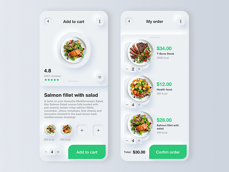 Neumorphism Style - Food Ordering UI by Öztürk Erdağ on Dribbble