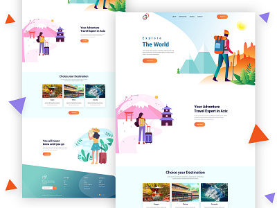 Travel and Tourism Landing Page Design 2020 trend agency creative design design illustraion landingpage minimal responsive template tourism traveling typography ui ux website