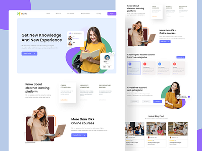 Online learning landing page design clean creative elearning landing page minimal design mordern web online learning platform ui design website