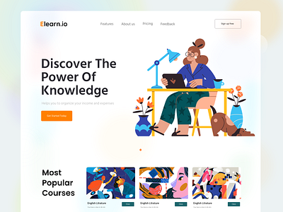 Learning Platform Landing Page Design add design app clean crypto currency design graphic design illustration landingpage logo nft responsive template ui ui ux website