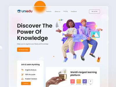 Learning landing page design 3d clean design graphic design illustration landingpage learning logo responsive template ui ui ux website