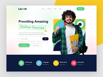 Online Courses Landing Page Design 2022 apps clean design illustration landingpage logo responsive template trend ui ui ux website