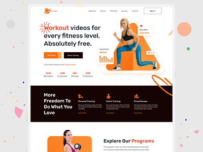Fitness & Workout Landing Page Design apps clean crypto dark theme design gym homepage landingpage logo new design nft ui ui ux website workout