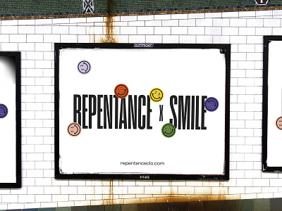 REPENTANCE x SMILE Billboard branding design flat icon illustration logo minimal shape typography vector