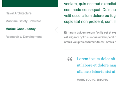 Sub Navigation & Type blockquote corporate navigation paragraphs quote typography ui ux website
