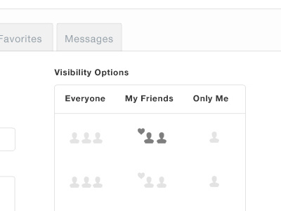 Visibility Options form friends icon icons options privacy settings ui user experience user interface ux visibility