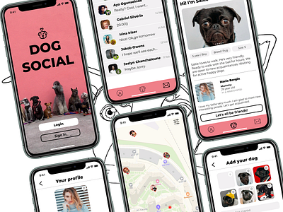 DOG SOCIAL App app concept dating design dog mobile app social ui walking