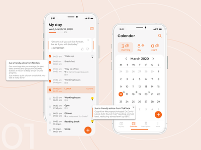 App for time-management "TICK TOCK" app calendar design my day time time management ui uiux web design