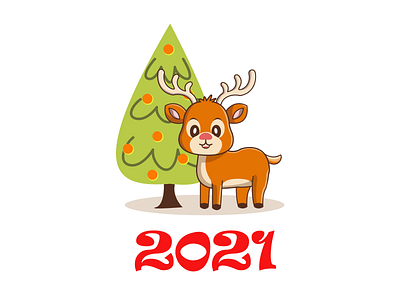 2021 2021 2d art art deer design illustration new year