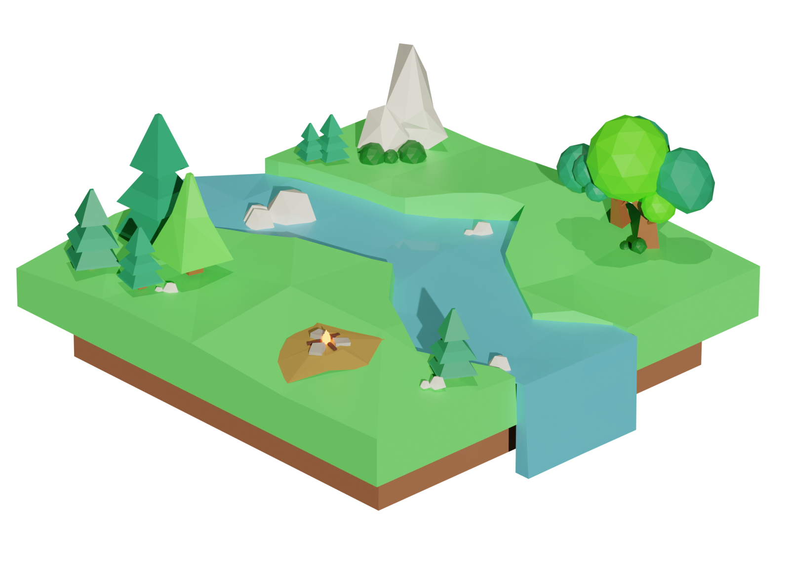 Low Poly isometric island design by Sonam Sherpa on Dribbble