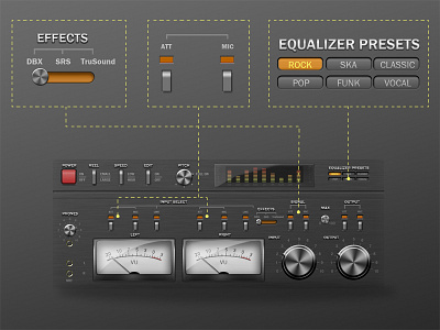 detailed illustration of the audio system elements audio element equalizer illustration