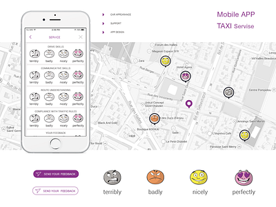 Feedback page from taxi services design interface redesign user