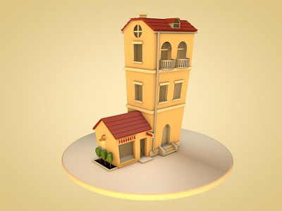 house 3d cartoon cartoon house cinema4d house lowpoly