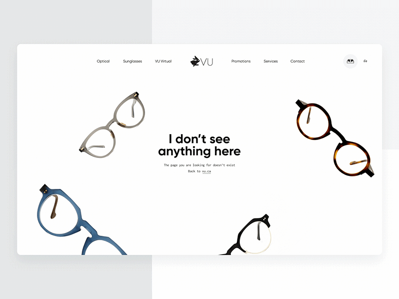 Vu - 404 404 404 error 404 page animation design fashion interface sunglass sunglasses ui ux web web design webdesign