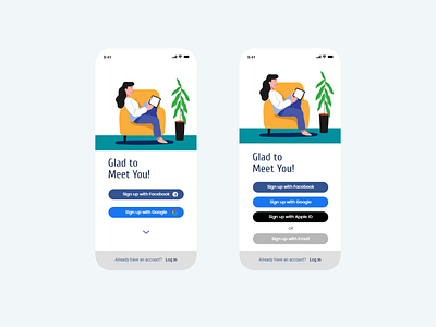 Mobile Login Page with different options