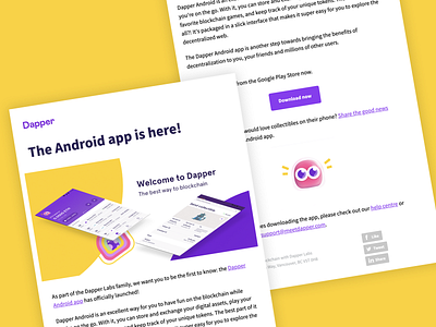 Dapper: Dapper Android art direction blockchain branding character crypto cryptokitties dapper dapperlabs design email design graphics illustration logo typography ui uidesign ux uxdesign vancouver