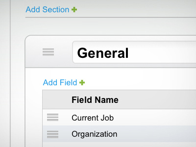 Sections and Fields Add/Edit