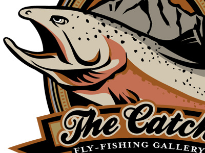 What's the Catch? fish fishing illustration logo mountains salmon trout