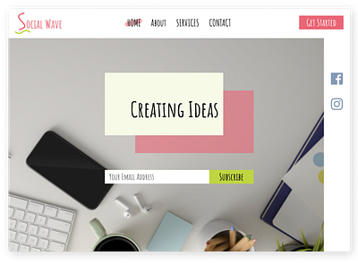 Social Wave Header Concept design landing page web