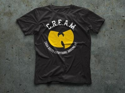 Wu-Tang Clan C.R.E.A.M. T-shirt design fashion hiphop illustration logo streetwear typography urban