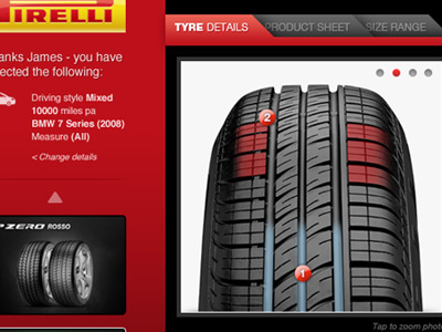 Pirelli peek automotive ipad tabs