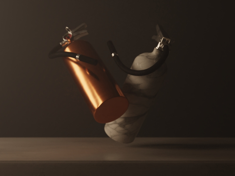 Still Life Extinguishers bronze still life fire extinguisher 3d marble cycles blender