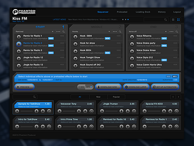 Audio Sequencer app audio dashboard download interface mixer panel play radio skeuomorphism
