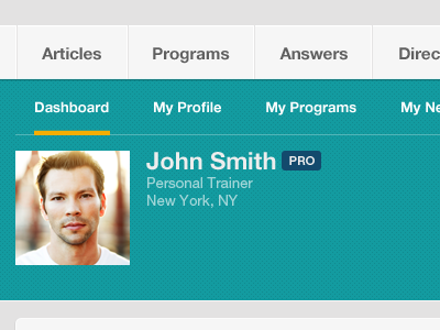 Pro Account Profile dashboard fitness profile social network user account user interface