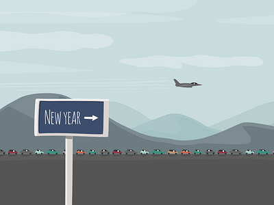 How to take big steps towards... aircraft cars dreams jet landscape mountain new year plane sign traffic jam