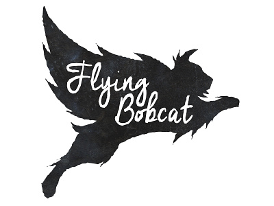 Flying Bobcat bw logo script
