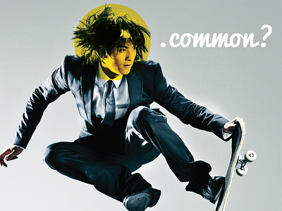 .common common internet overlay question skateboard suit type typography yellow