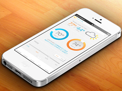 Thermostat App app color pop convenience iphone the future thermostat ui ux white